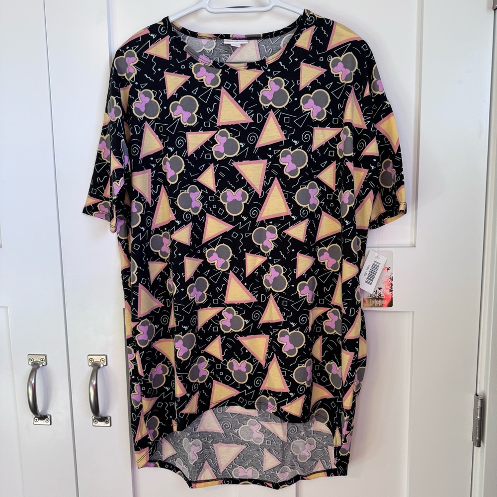 NWT LuLaRoe Irma Tunic Disney Minnie Mouse Geometric Pattern Women's Size XS New